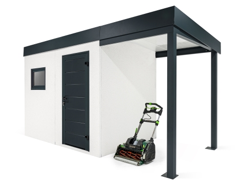 GARDEON® Zahradní domek s oknem a přístřeškem na pravé straně